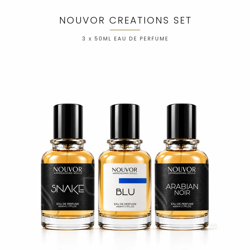 NOUVOR Creations Set with Snake, Blu and Arabian Noir 3 x 50ml EDP Bottles | Nouvor Perfumes Pakistan