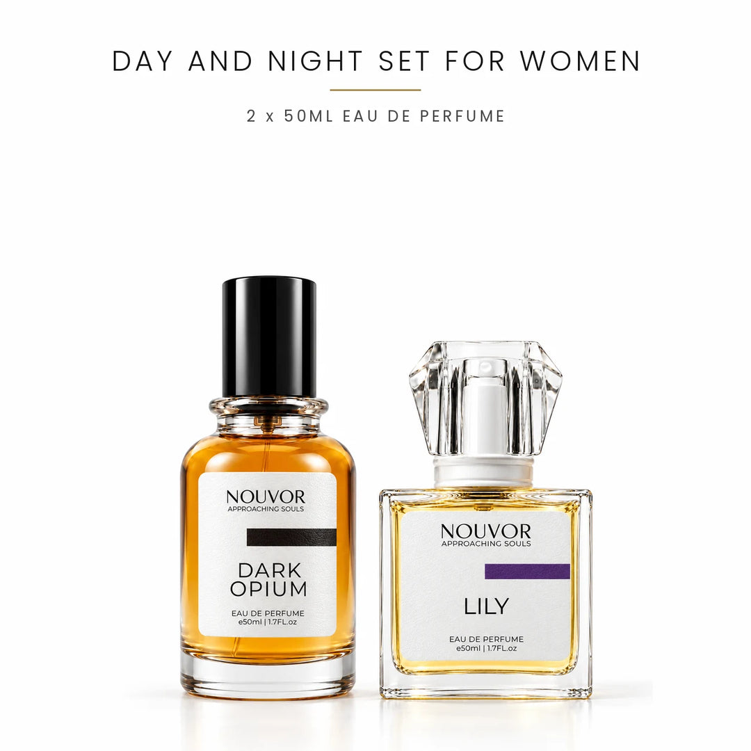 Day and Night Set for Women with Dark Opium and Lily 2 x 50ml EDP Bottles | Nouvor Perfumes Pakistan