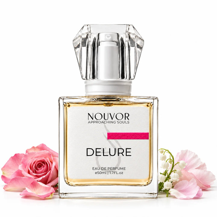 Delure EDP 50ml with Key Notes of rose petals, lily of the valley, peony petals | Nouvor Perfumes Pakistan