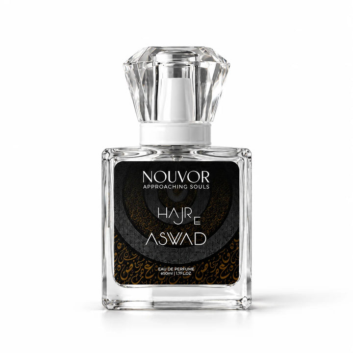 Hajr E Aswad Perfume EDP | 50ml Bottle Front View | Nouvor Perfumes Pakistan