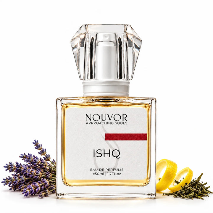 Ishq EDP 50ml with Key Notes of lavender, lemon zest, green tea leaves | Nouvor Perfumes Pakistan