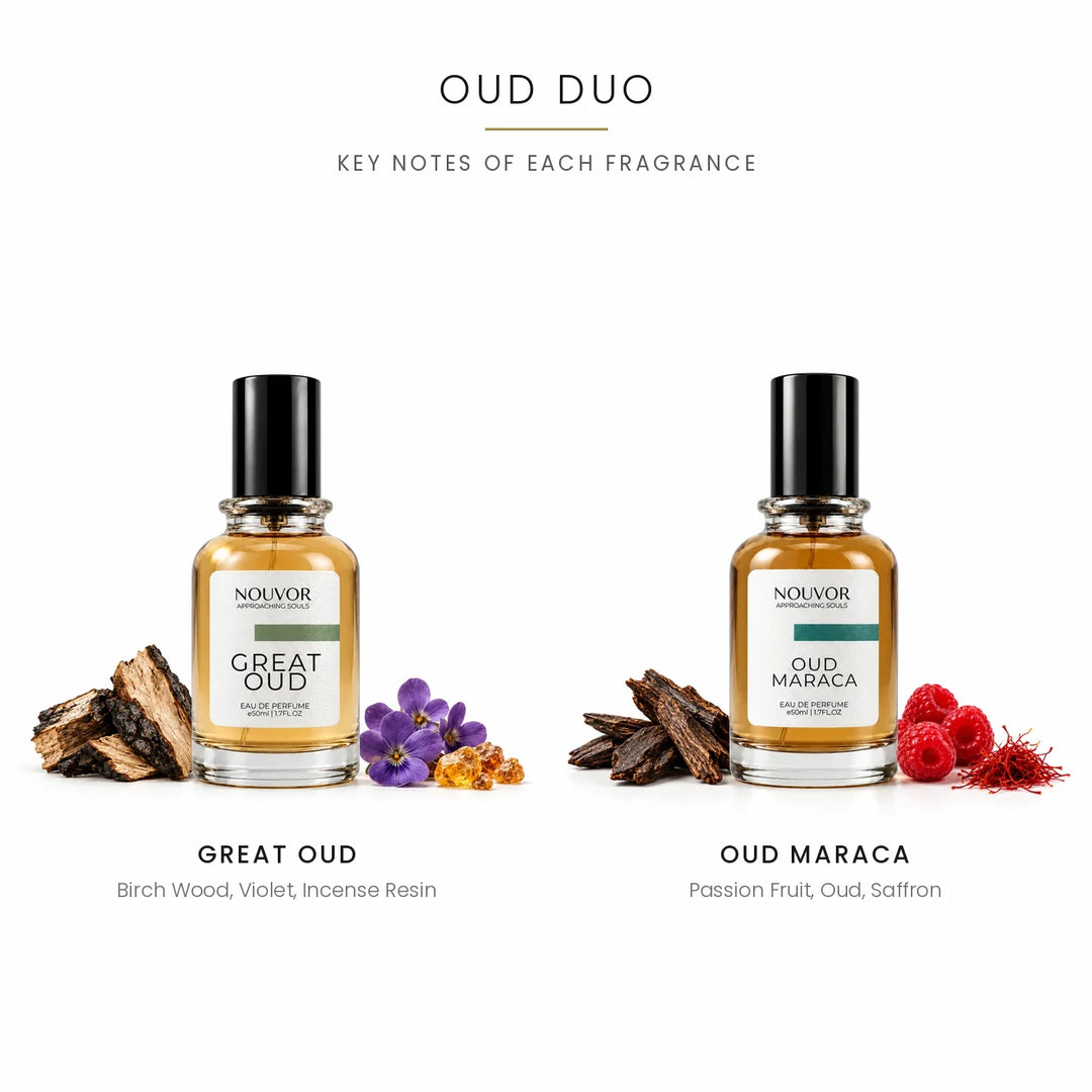 Oud Duo Key Notes of Great Oud and Oud Maraca | Nouvor Perfumes Pakistan