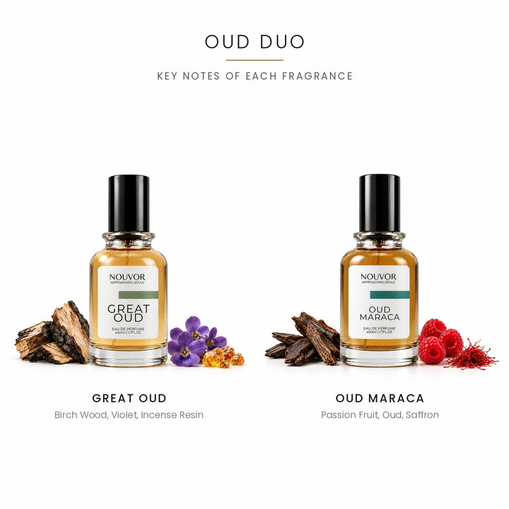 Oud Duo Key Notes of Great Oud and Oud Maraca | Nouvor Perfumes Pakistan