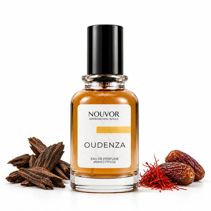 Oudenza EDP 50ml with Key Notes of oud, saffron, dates | Nouvor Perfumes Pakistan