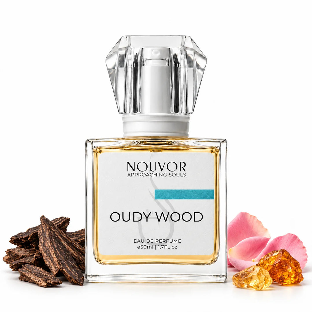 Oudy Wood EDP 50ml with Key Notes of oud, rose petals, amber resin | Nouvor Perfumes Pakistan