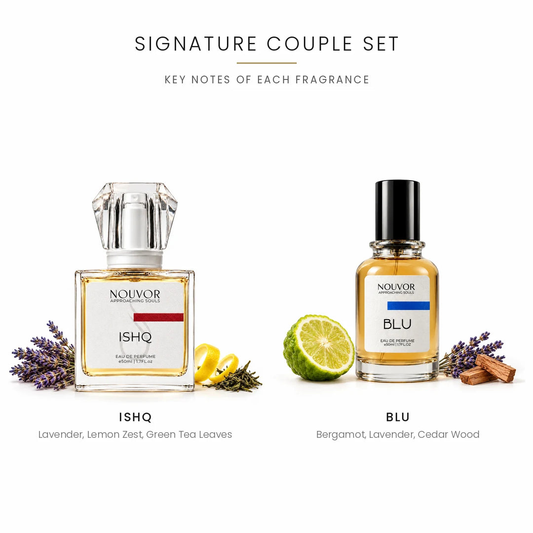 Signature Couple Set Key Notes of Ishq and Blu | Nouvor Perfumes Pakistan