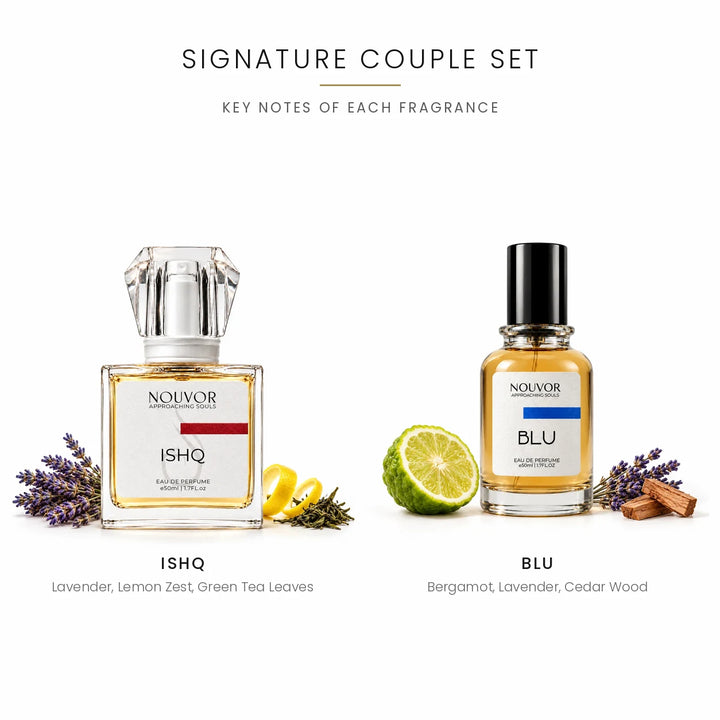 Signature Couple Set Key Notes of Ishq and Blu | Nouvor Perfumes Pakistan